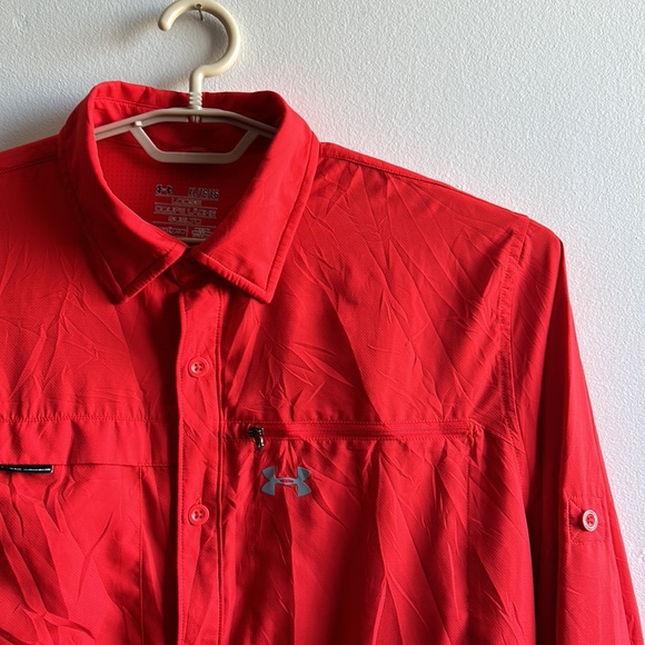 Red Under Armour Button Down Shirt XL - Picture 2 of 7
